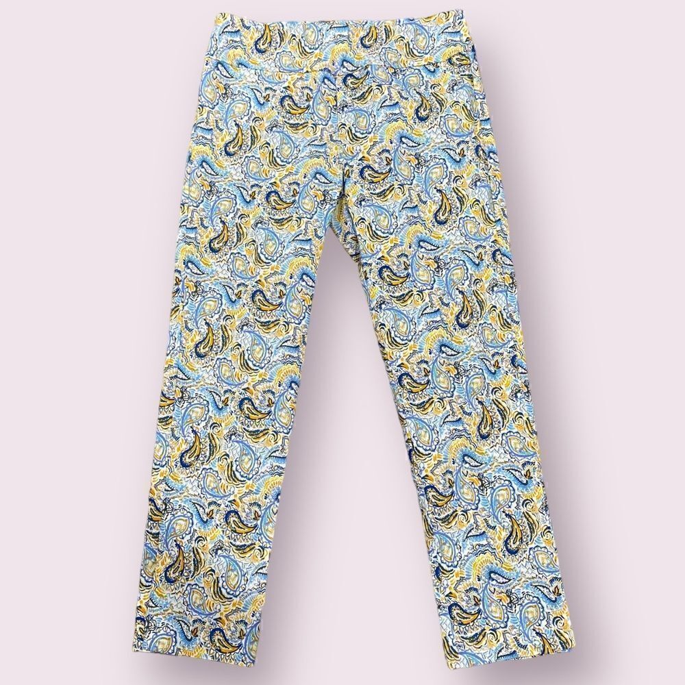 ELLIOTT LAUREN Paisley Pull On Pants Yellow Blue Size 6